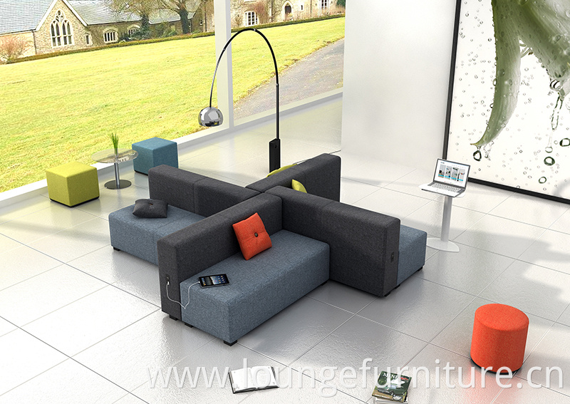 Modern design lounge furniture fabric L shape selection sofa for public area